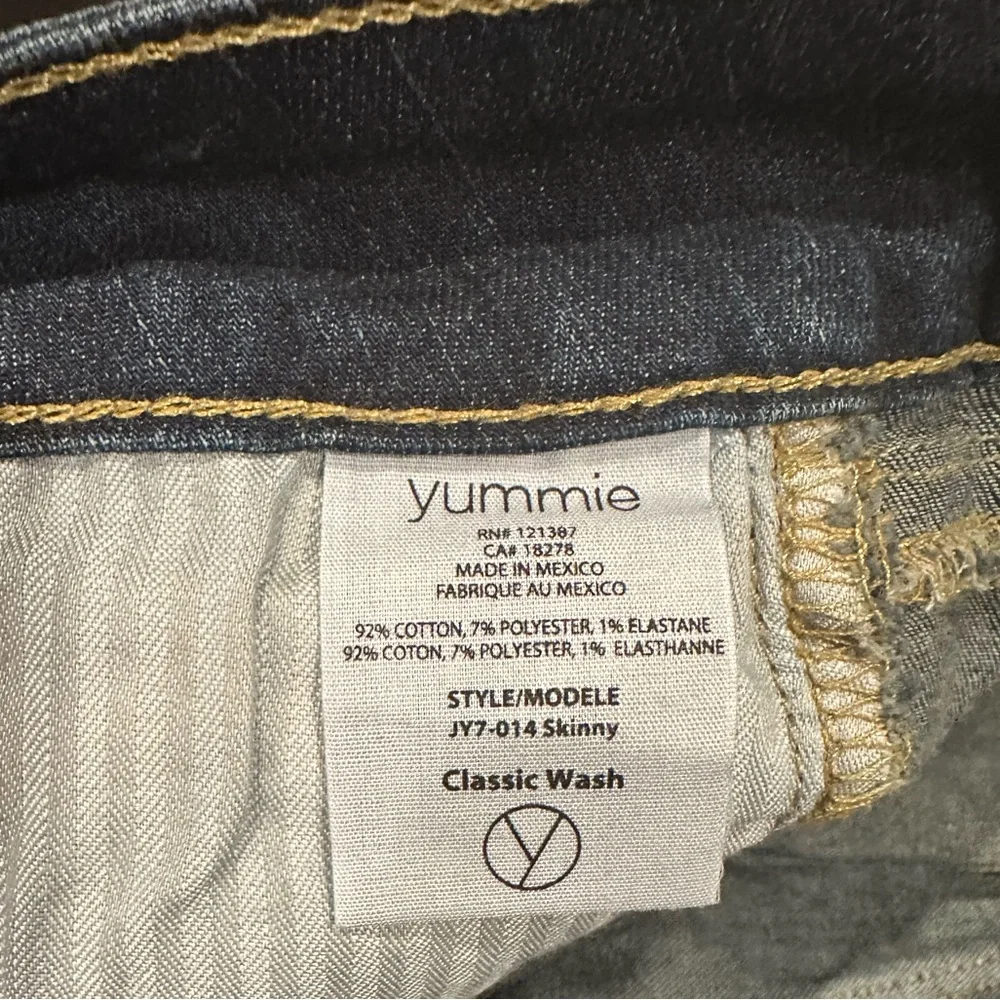 YUMMIE TO THE CORE SKINNY LEG STRETCH DENIM DARK BLUE JEANS 34 PLUS